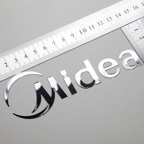 Niestandardowe cienkie elektroformowanie złoty nikiel 3D Logo Transfer metalowe litery etykiety UV kosmetyczne metalowe naklejki chromowana naklejka klej